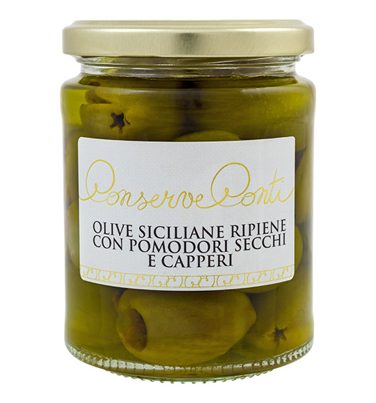 Olives farcies tomates/câpres Conti 270g